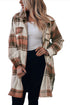 Plaid Print Flap Pockets Long Shacket